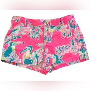 Girls Lilly Pulitzer pink parrot shorts size 14